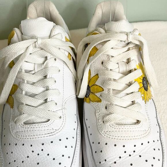 Nike Court Vision Low Womens 9.5 Sunflower White Leather Sneakers CD5434-100 - Picture 4 of 8